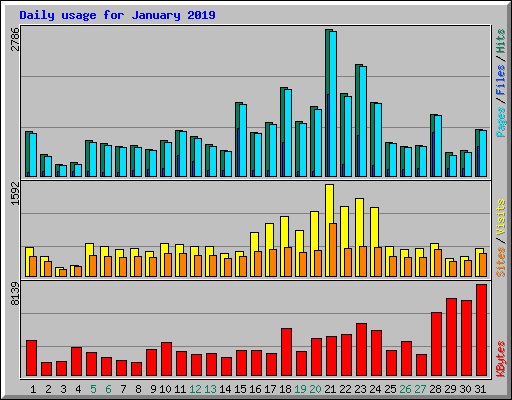 Daily usage for January 2019