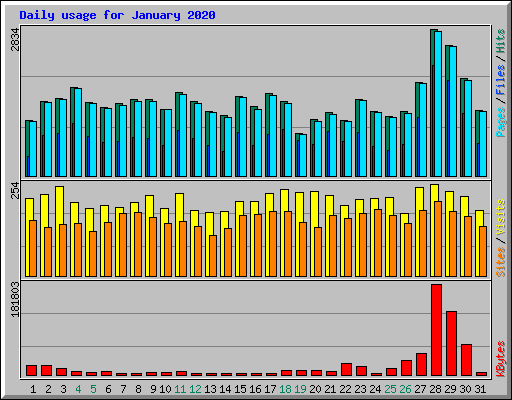 Daily usage for January 2020