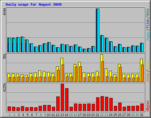 Daily usage for August 2020