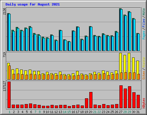 Daily usage for August 2021