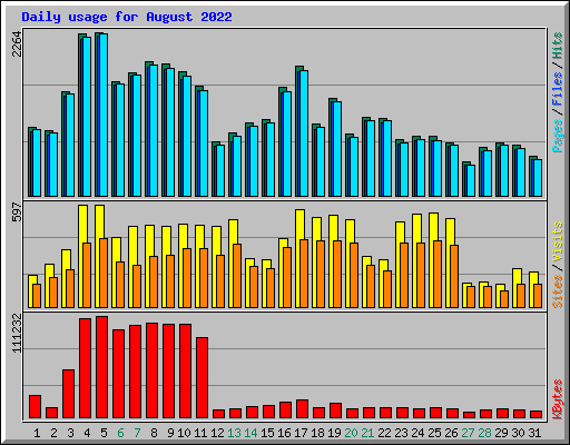 Daily usage for August 2022