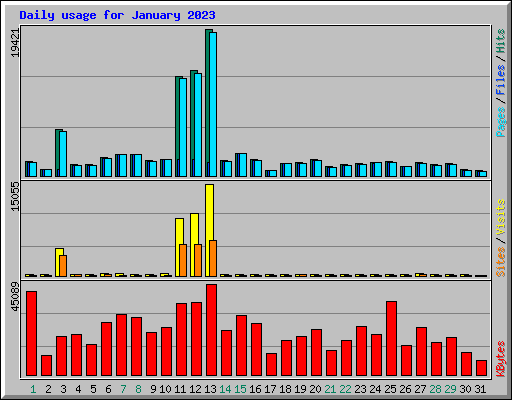 Daily usage for January 2023