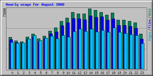 Hourly usage for August 2008