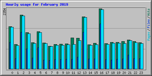 Hourly usage for February 2019
